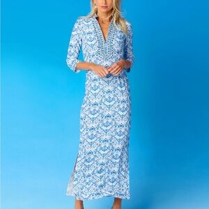 Elegant Blue Floral Maxi Dress